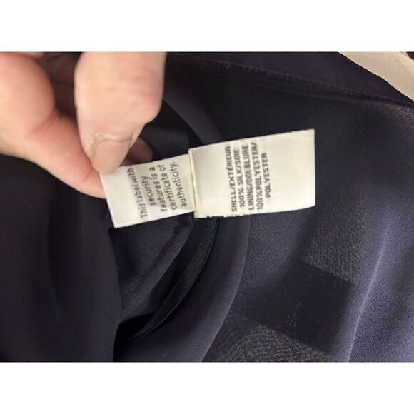 Diane Von Furstenberg Navy 100% Silk Mock Neck Long Sleeve Blouse Size 12 NWT! - Picture 6 of 9